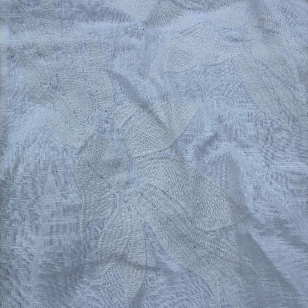 Joie White 💯 linen Set - Soft Button-Front Top & Elastic Waist Wide Leg Pants - Picture 5 of 16
